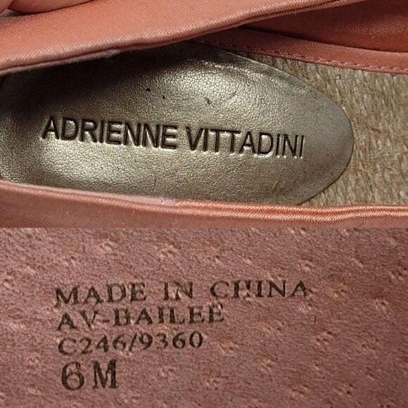 Adrienne Vittadini Bailee Satin Espadrille Wedge Heels 6 Peach Coral Peep Toe - Picture 3 of 12